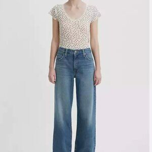 gently work LEVI'S PREMIUM Women's Baggy Dad Jeans, 28W x 32L, mid blue